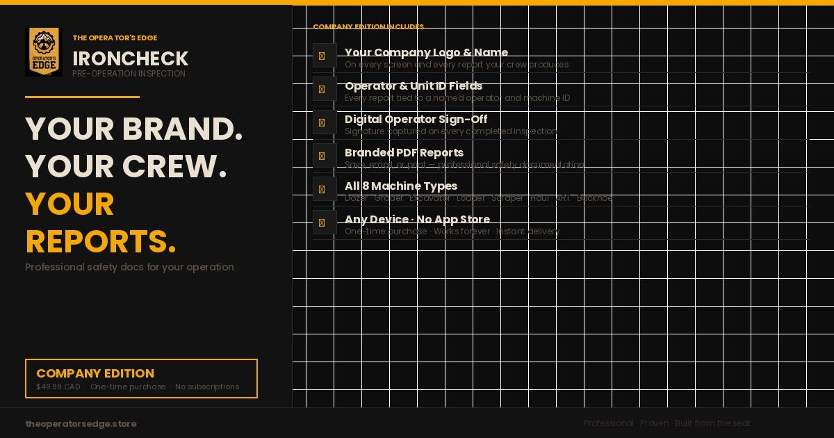 IronCheck Pro — Company Edition (Branded Heavy Equipment Inspection System)
