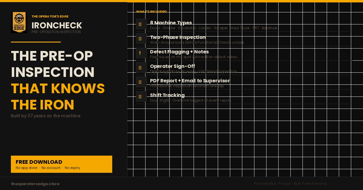 IronCheck Pro — Free Pre-Operation Inspection Tool (All Heavy Equipment)